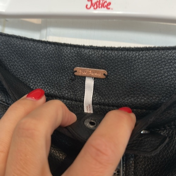 Free People Black Leather Skirt size 0 - Picture 3 of 6